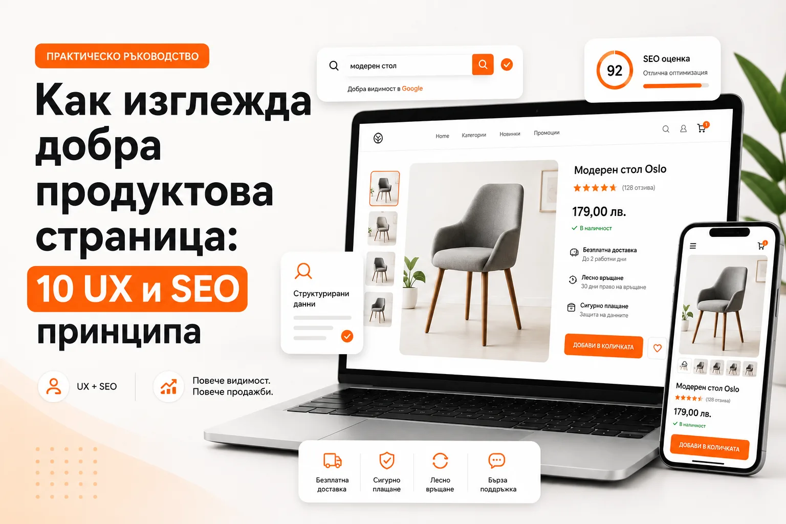 Как изглежда добра продуктова страница: 10 UX и SEO принципа - от услугата за изработка на онлайн магазин на Project Yordanov