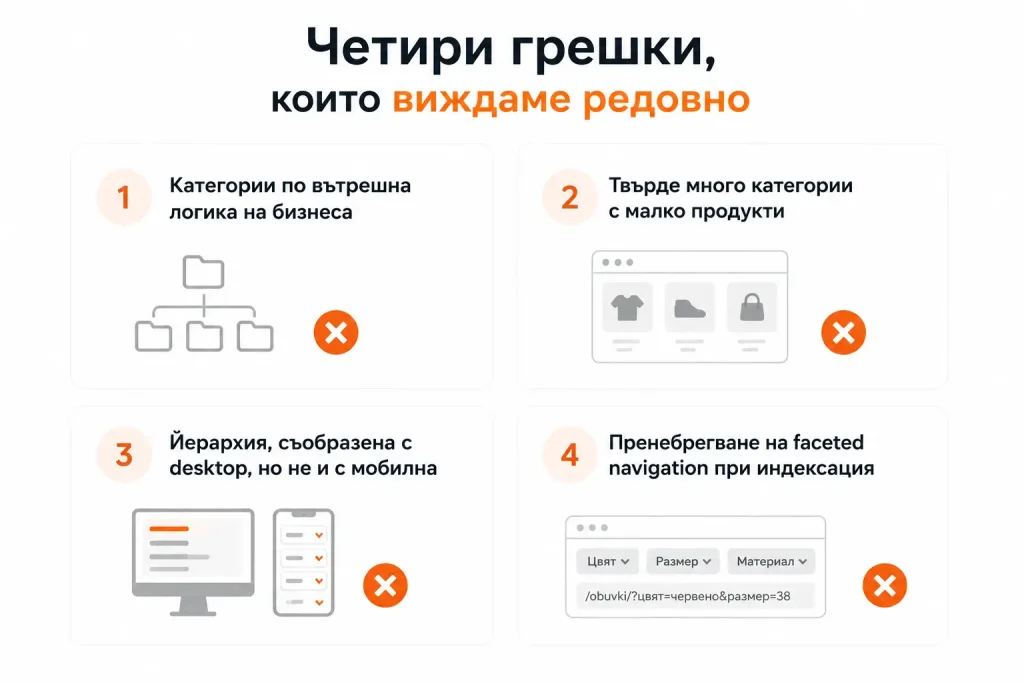 Четири грешки, които виждаме редовно при създаването на структура за онлайн магазин