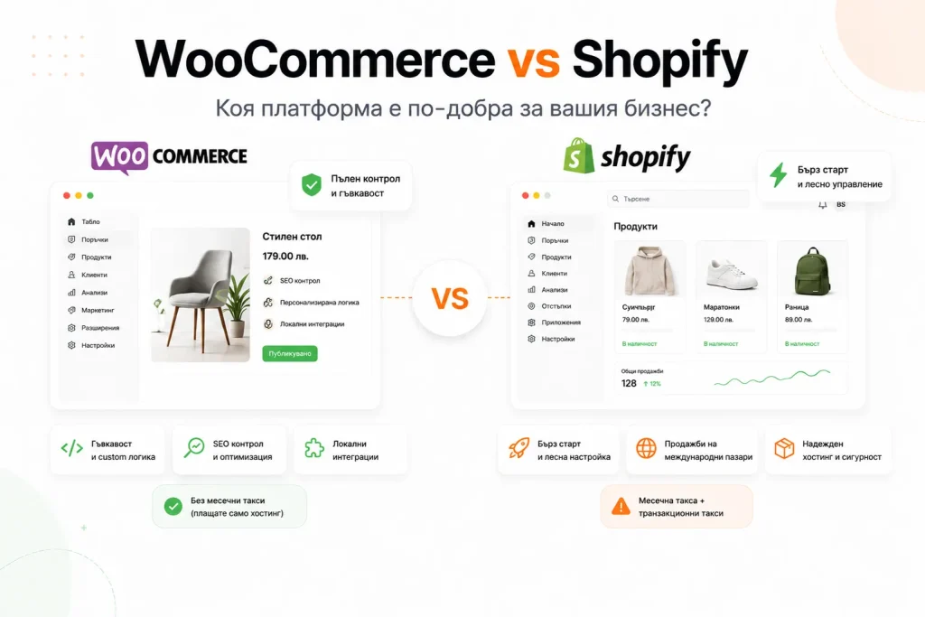 WooCommerce vs Shopify: коя платформа е по-добра за вашия бизнес